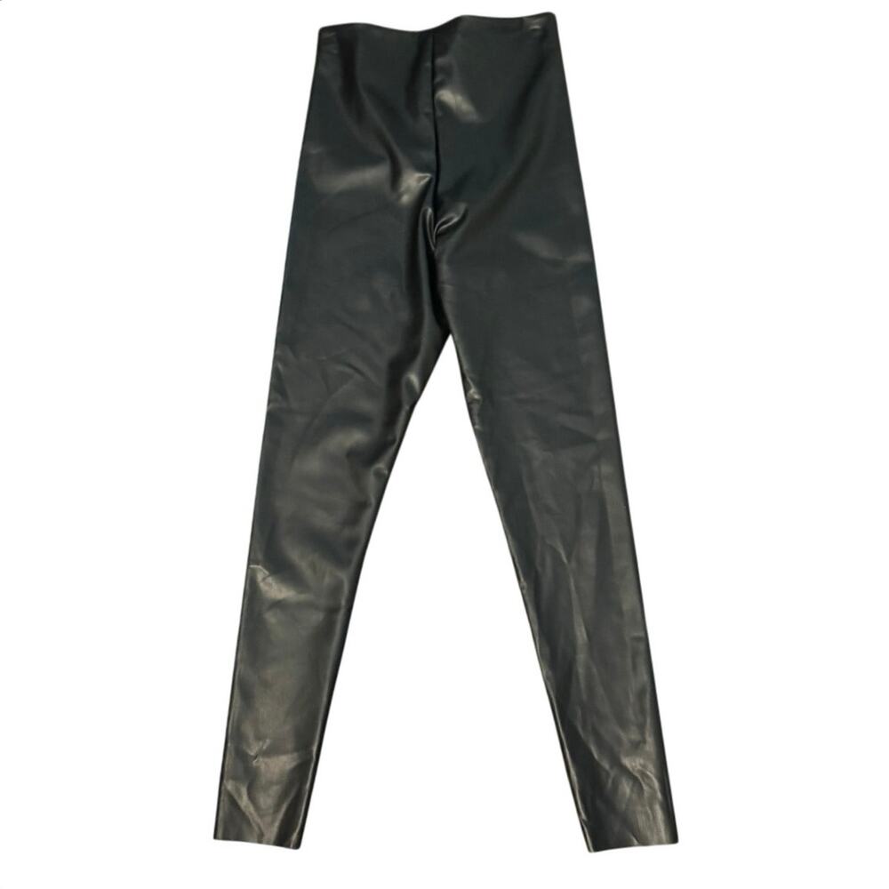 Joie Women's Leggings Black Faux Leather Slimming High Waist Stretch Size Medium